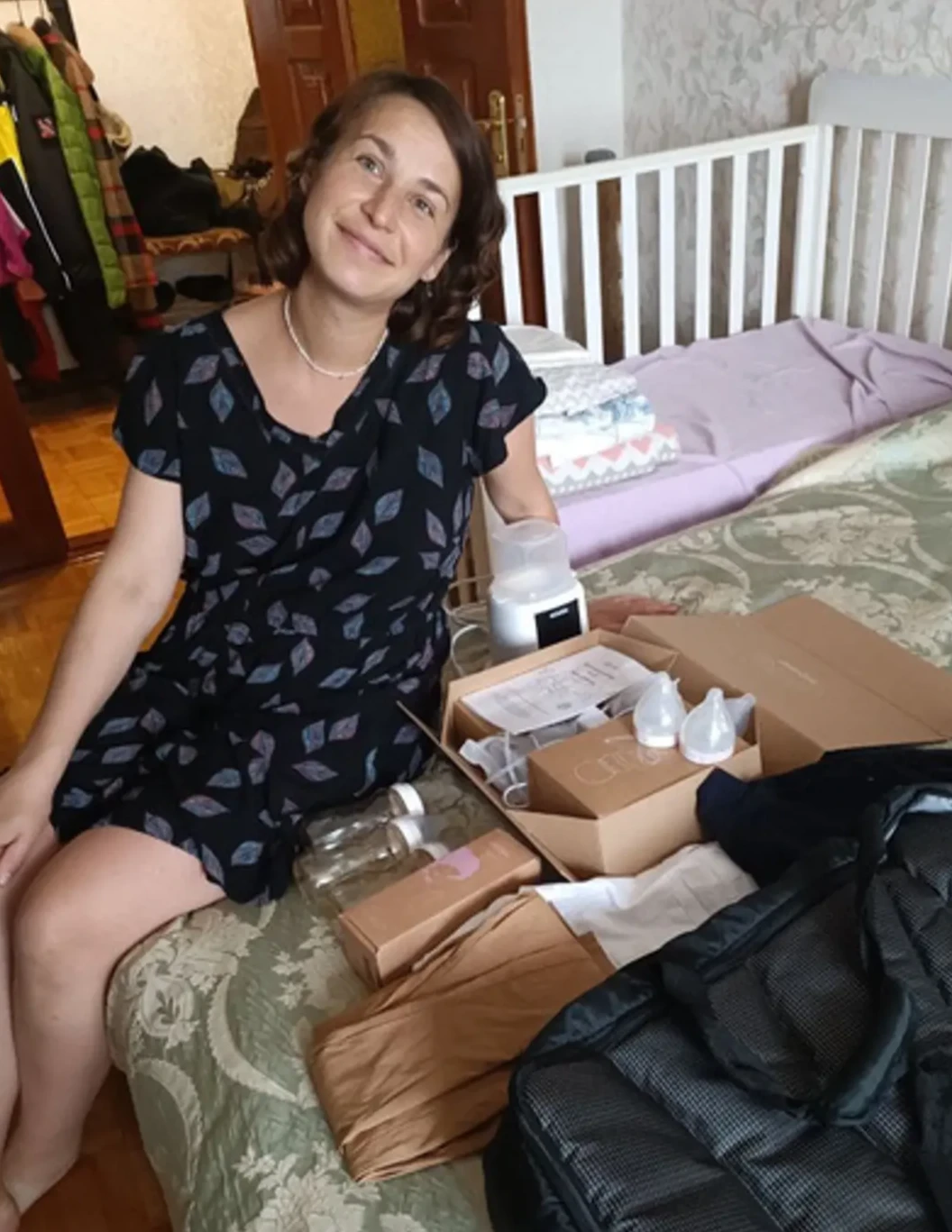Mum receiving aid
